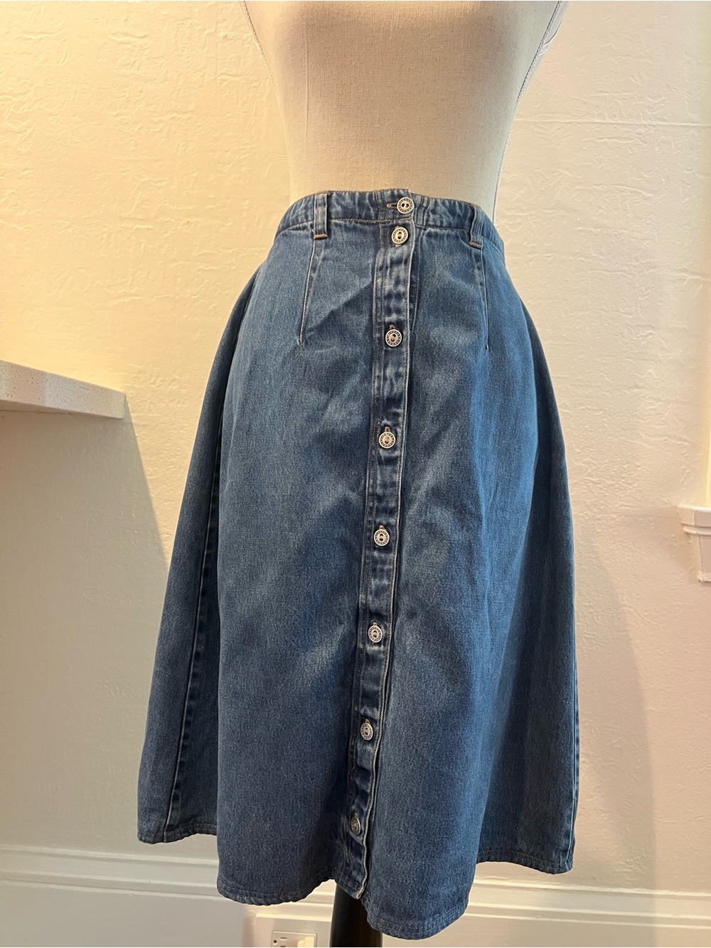 Nordstrom Button-Front Denim Circle Skirt - Blue